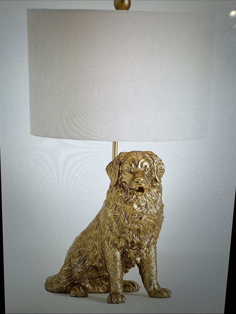 Anthropologie Gold Dog Sculptural Table Lamp with White Shade